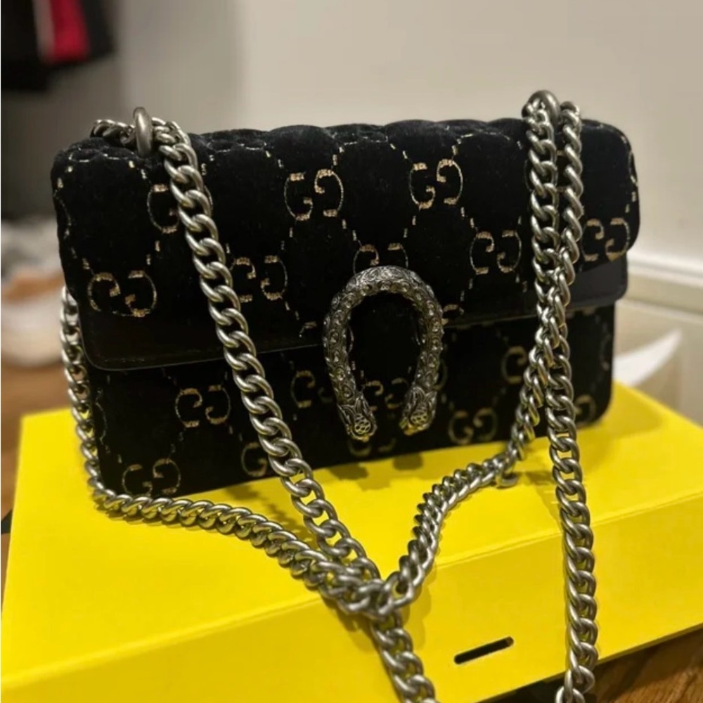 Elegant velvet monogrammed Shoulder Bag